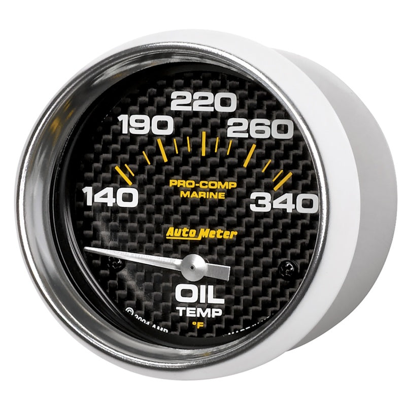 Autometer Marine Carbon Fiber Electric Oil Temperature Gauge 2-5/8in 140-300 Deg F - Burkken Auto Parts
