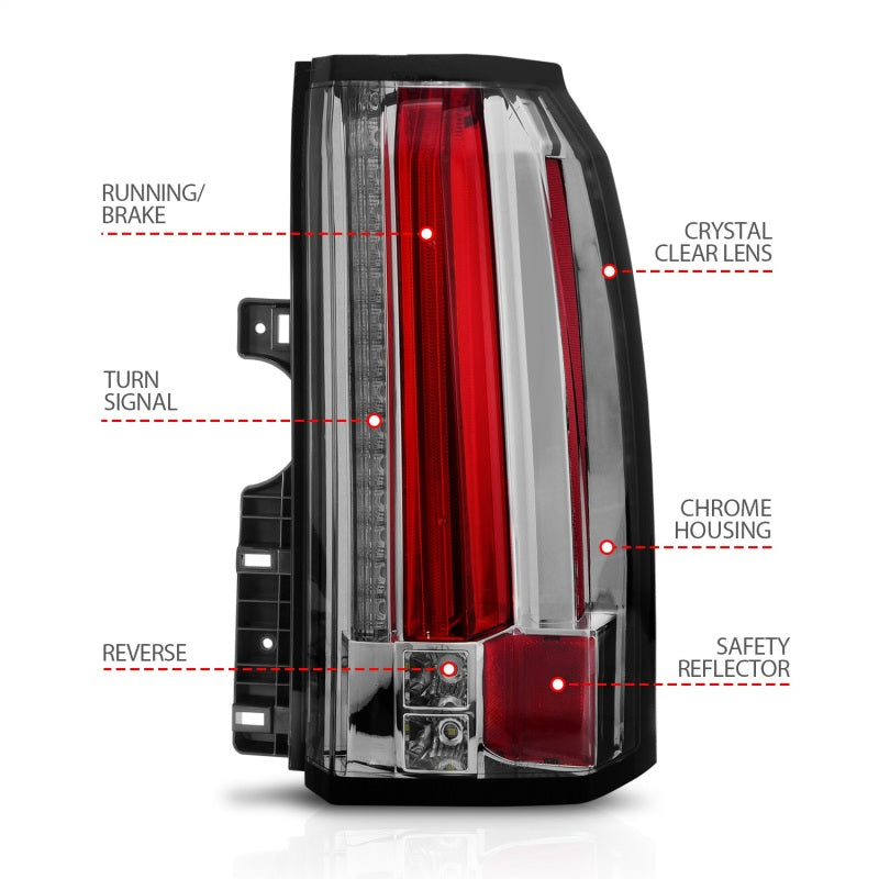 ANZO 2015-2017 GMC Yukon/Yukon XL LED Taillights Chrome - Burkken Auto Parts