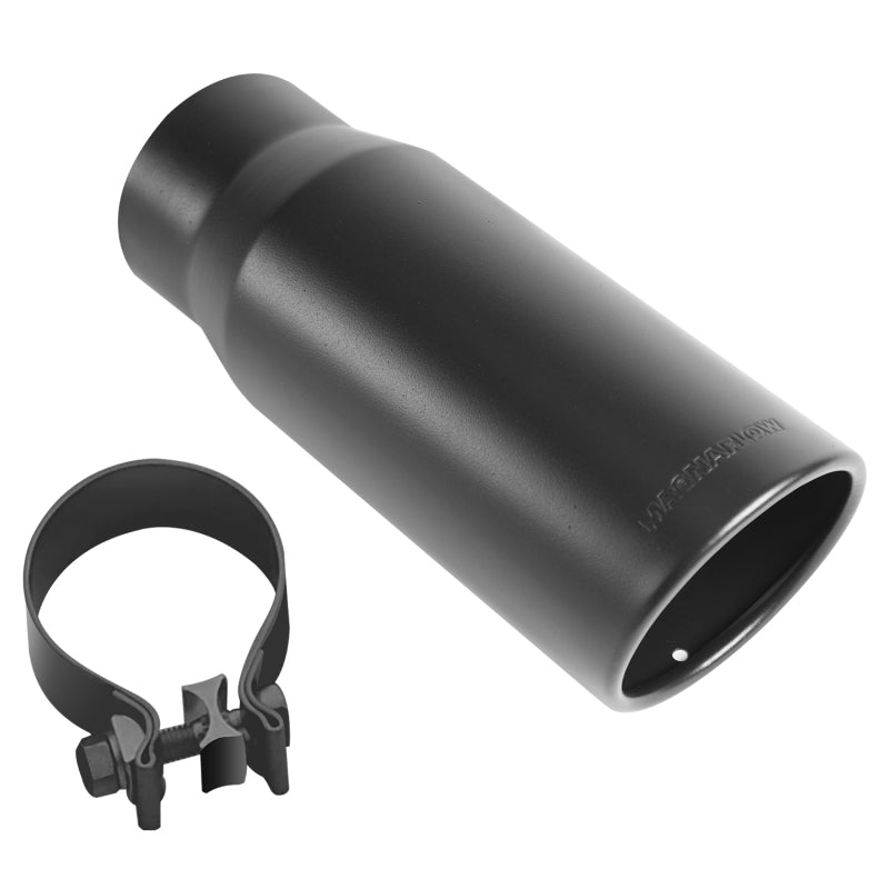 MagnaFlow Tip Stainless Black Coated Single Wall Round Single Outlet 5in Dia 4in Inlet 13in L - Burkken Auto Parts
