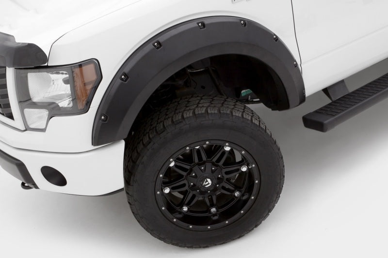 Lund 09-14 Ford F-150 (Ex Raptor) RX-Rivet Style Textured Elite Series Fender Flares - Black (4 Pc.) - Burkken Auto Parts