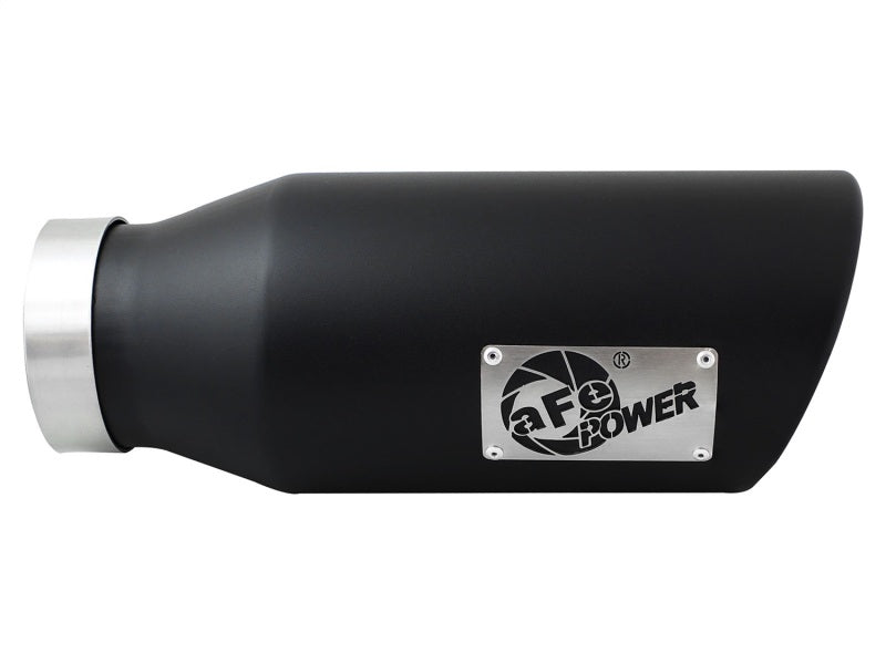 aFe Power MACH Force-Xp 4in In x 6in Out x 15in L Driver Side Clamp-On 4in 409 SS Exhaust Tip-Black - Burkken Auto Parts