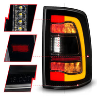 ANZO 09-18 Dodge Ram 1500 Sequential LED Taillights Smoke Black w/Switchback Amber Signal - Burkken Auto Parts
