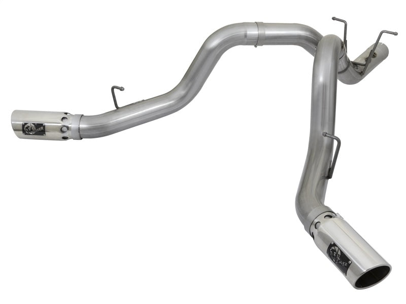 aFe Large Bore-HD 4in 409-SS DPF-Back Exhaust w/Dual Polished Tips 2017 GM Duramax V8-6.6L (td) L5P - Burkken Auto Parts