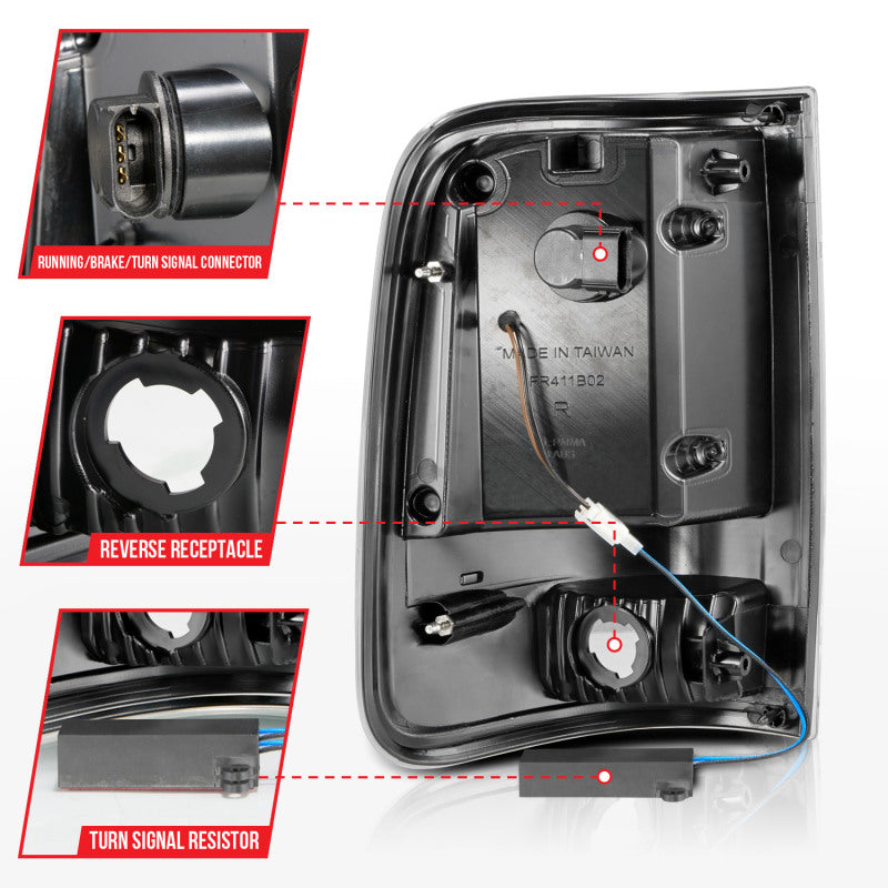 ANZO 2004-2006 Ford F-150 LED Tail Lights w/ Light Bar Black Housing Clear Lens - Burkken Auto Parts