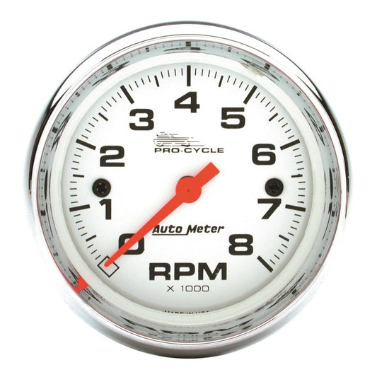 Autometer Pro-Cycle Gauge Tach 2 5/8in 8K Rpm 2&4 Cylinder White - Burkken Auto Parts