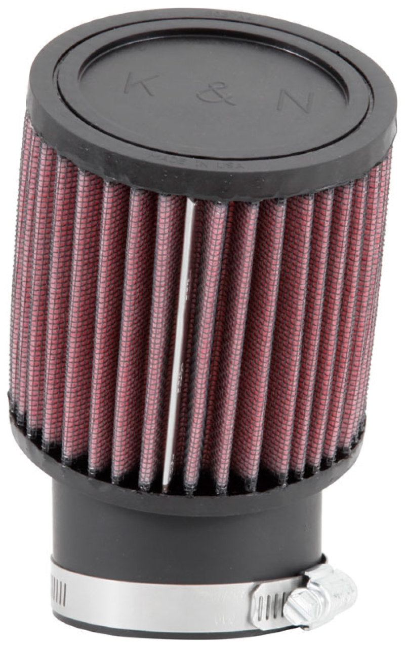 K&N Filter Universal Rubber Round Straight Filter 20 Deg Angled 2-7/16in Flange 3-3/4in OD 4in H - Burkken Auto Parts