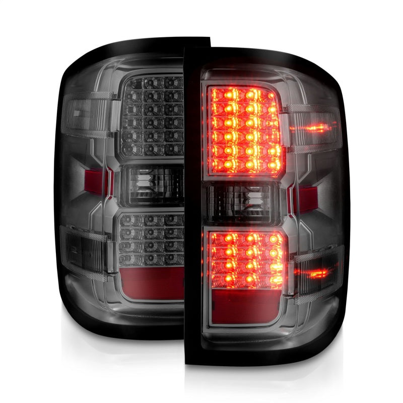 ANZO 15-19 Chevy Silverado 2500HD/3500HD (Factory Halogen Only) LED Tail Lights Smoke w/Clear Lens - Burkken Auto Parts