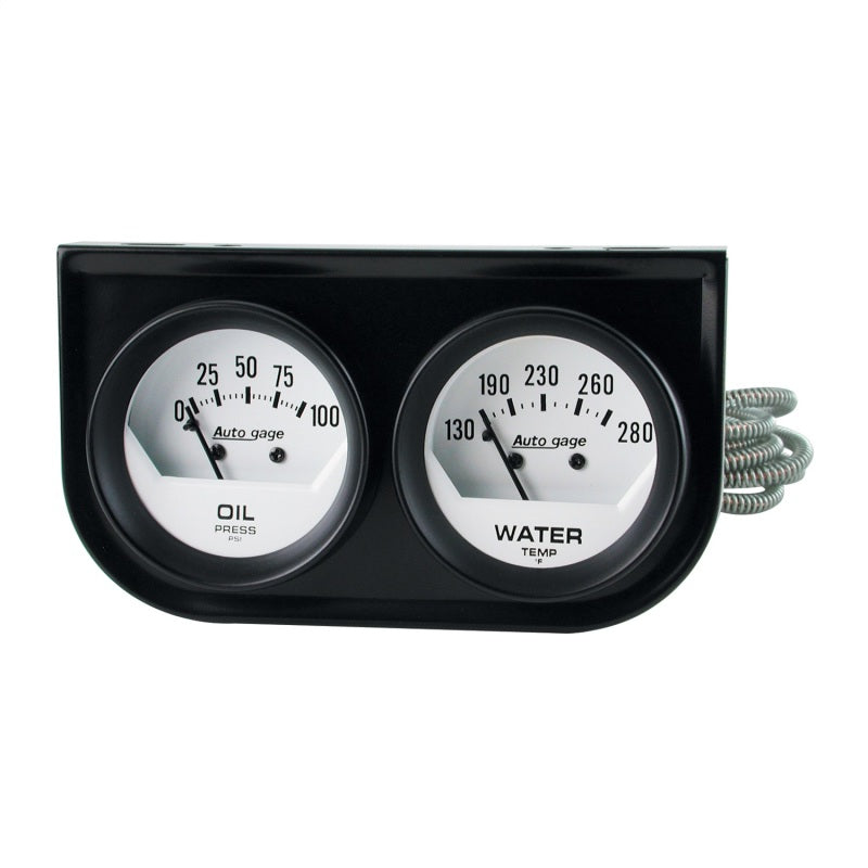 AutoMeter Gauge Console Oilp/Wtmp 2in. 100PSI/280 Deg. F Wht Dial Blk Bzl Autogage - Burkken Auto Parts