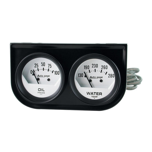 AutoMeter Gauge Console Oilp/Wtmp 2in. 100PSI/280 Deg. F Wht Dial Blk Bzl Autogage - Burkken Auto Parts