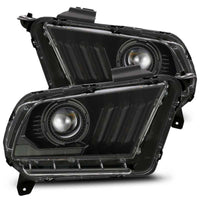 AlphaRex 10-12 Ford Mustang LUXX LED Proj Headlights Plank Style Alpha Blk w/Activ Light/Seq Signal - Burkken Auto Parts