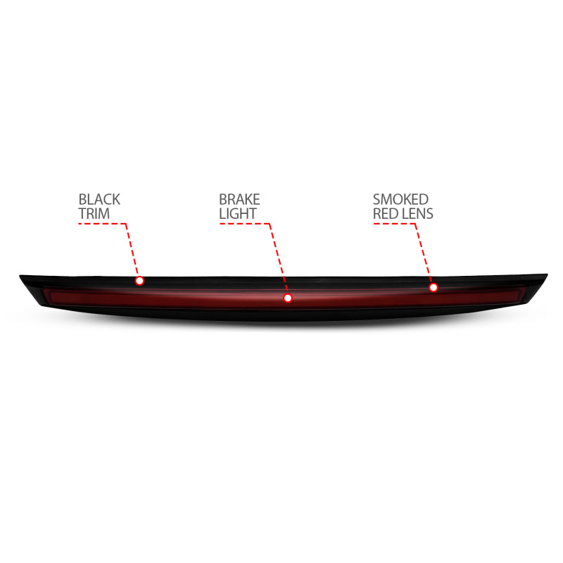 ANZO 2007-2014 Chevrolet Suburban 1500 LED 3rd Brake Light Black Housing Smoke Lens w/ Spoiler 1pc - Burkken Auto Parts