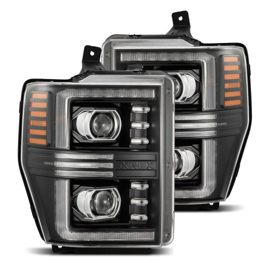 AlphaRex 08-10 Ford F250-550 PRO-Series Projector headlights Black w/Activ Light/Seq Signal - Burkken Auto Parts