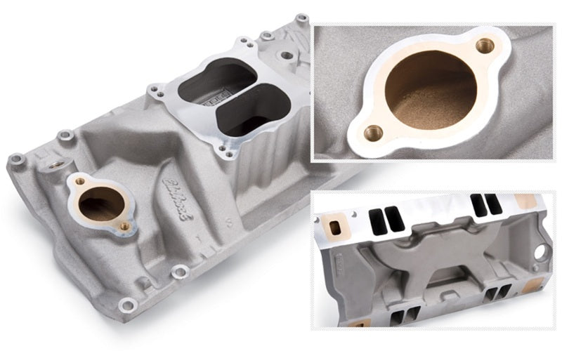 Edelbrock Manifold Marine RPM Chevy Big Block Oval Port w/ Brass - Burkken Auto Parts