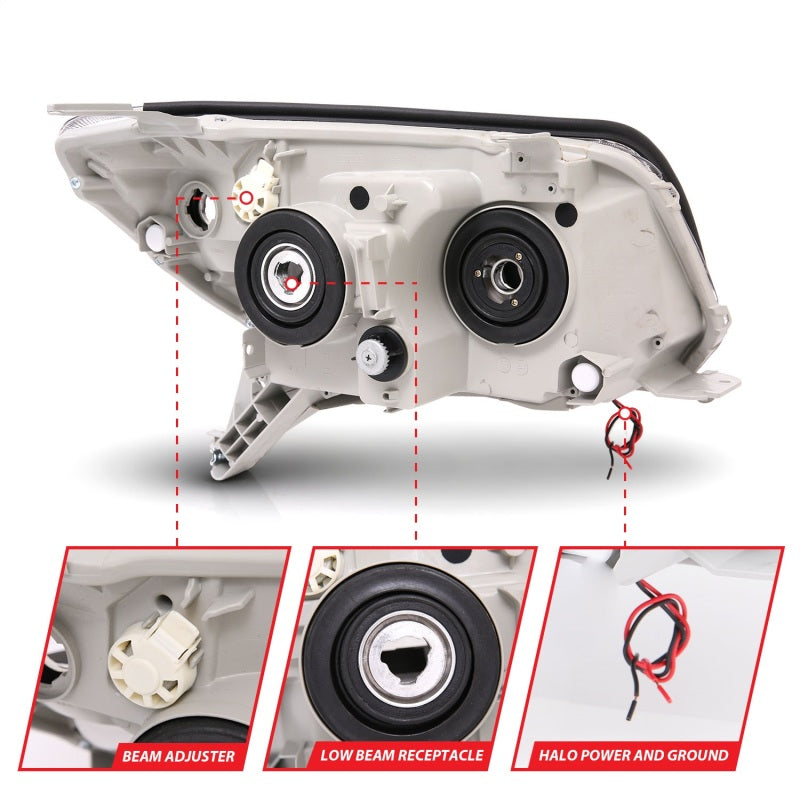 ANZO 2006-2009 Toyota 4Runner Projector Headlights w/ Halo Black - Burkken Auto Parts