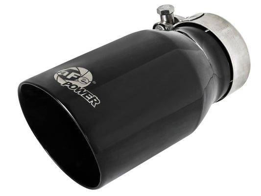 aFe MACH Force-Xp Universal 409 SS Single-Wall Clamp-On Exhaust Tip - Black - Burkken Auto Parts