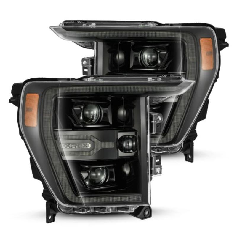 AlphaRex 21-22 Ford F150 Luxx-Series Projector Headlights Alpha-Black w/Activ Light/Seq Signal - Burkken Auto Parts