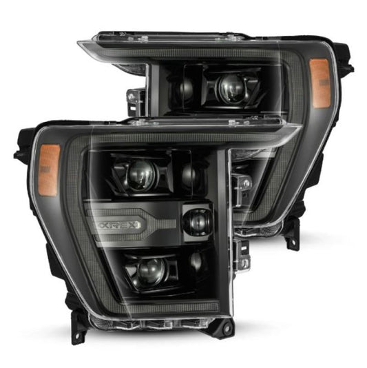 AlphaRex 21-22 Ford F150 Luxx-Series Projector Headlights Alpha-Black w/Activ Light/Seq Signal - Burkken Auto Parts