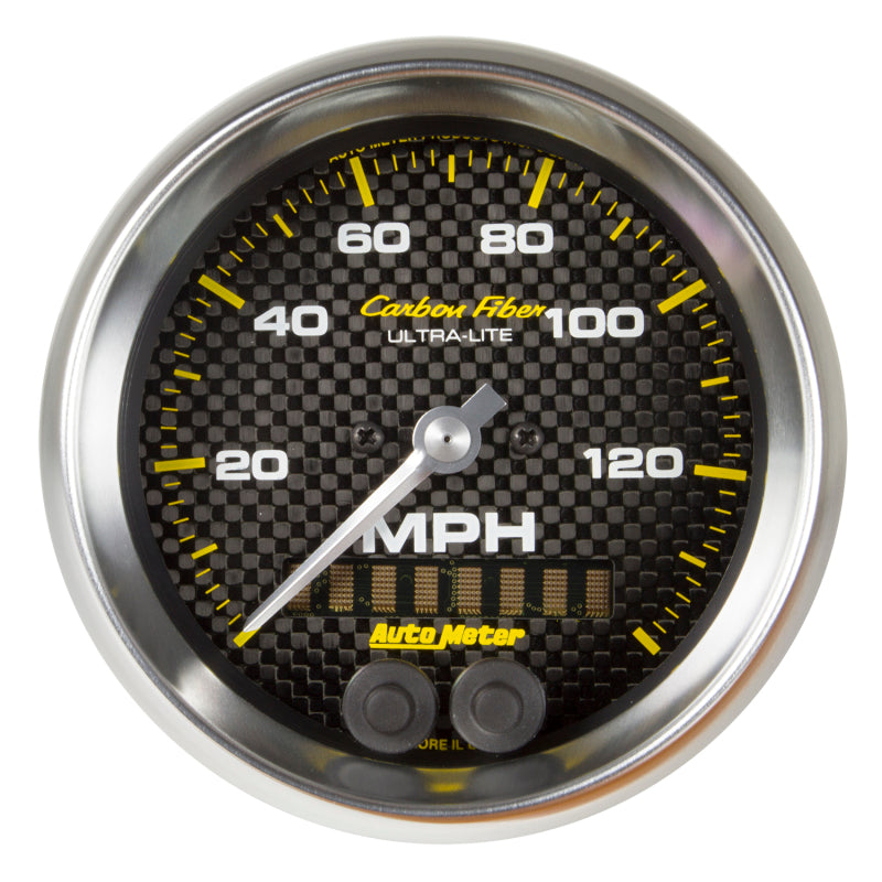 Autometer Ultra-Lite Carbon Fiber 3-3/8in 140 MPH In-Dash Full Sweep GPS Speedometer - Burkken Auto Parts
