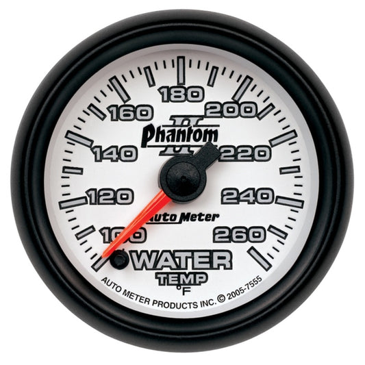 Autometer Phantom II 52mm Full Sweep Electronic 100-260 Deg F Water Temperature Gauge - Burkken Auto Parts