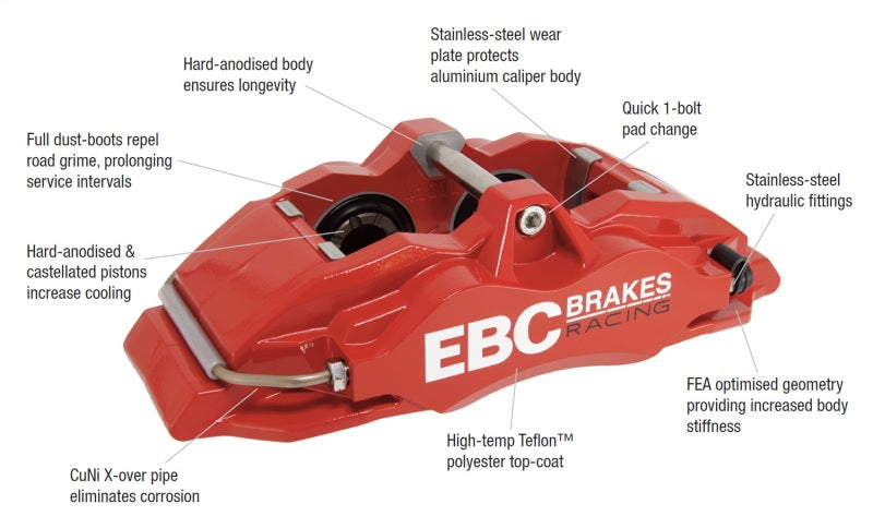 EBC Racing 2014+ Audi S1 (8X) Front Right Apollo-4 Yellow Caliper - Burkken Auto Parts