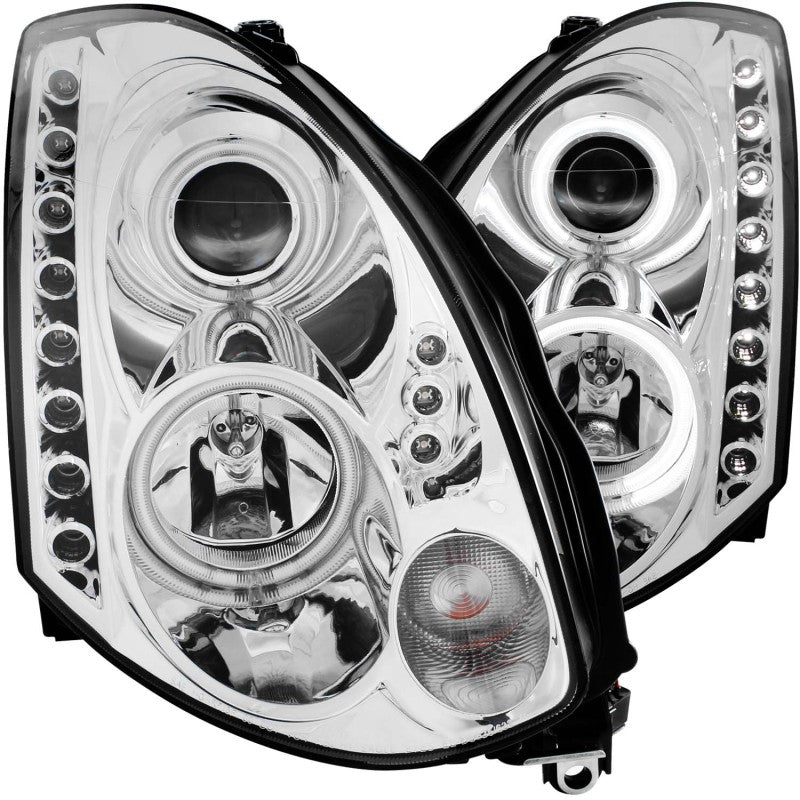 ANZO 2003-2007 Infiniti G35 Projector Headlights w/ Halo Chrome (CCFL) (HID Compatible) - Burkken Auto Parts