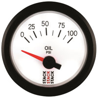 Autometer Stack 52mm 0-100 PSI 1/8in NPTF Electric Oil Pressure Gauge - White - Burkken Auto Parts