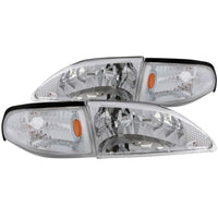 ANZO 1994-1998 Ford Mustang Crystal Headlights Chrome - Burkken Auto Parts