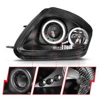 ANZO 2000-2005 Mitsubishi Eclipse Projector Headlights w/ Halo Black - Burkken Auto Parts