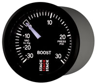 Autometer 52mm Stack Instruments -30INHG to +30PSI Mechanical Boost Gauge - Black - Burkken Auto Parts