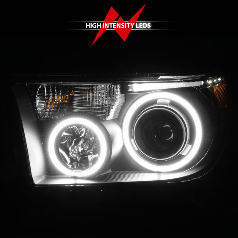 ANZO 2007-2013 Toyota Tundra Projector Headlights w/ Halo Black (CCFL) - Burkken Auto Parts