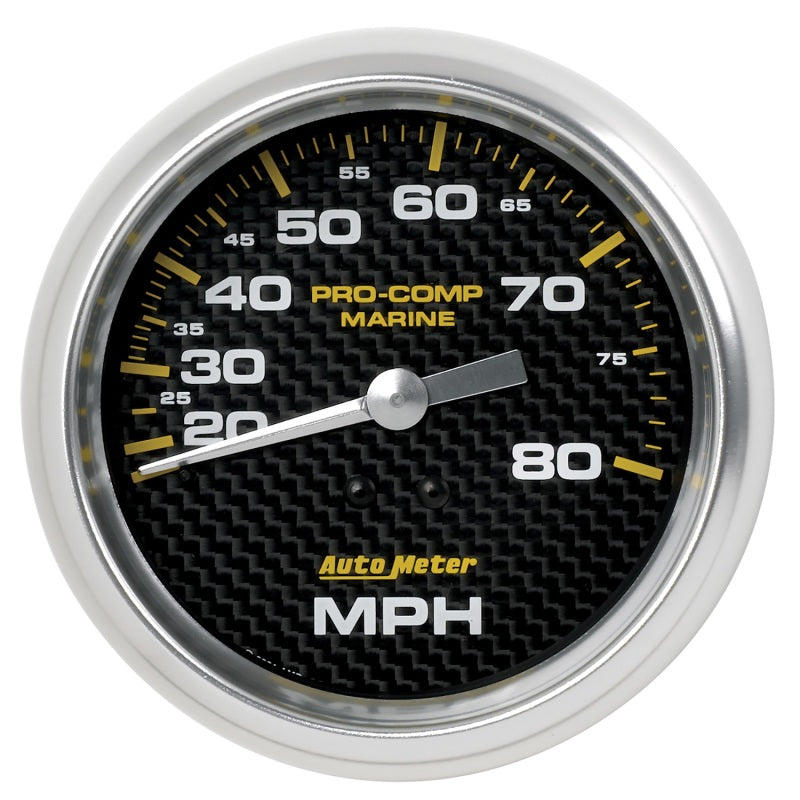 Autometer Gauge Speedometer 3-3/8in 80MPH Mechanical Marine Carbon Fiber - Burkken Auto Parts