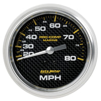 Autometer Gauge Speedometer 3-3/8in 80MPH Mechanical Marine Carbon Fiber - Burkken Auto Parts