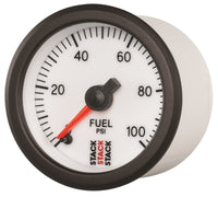 Autometer Stack 52mm 0-100 PSI 1/8in NPTF Male Pro Stepper Motor Fuel Pressure Gauge - White - Burkken Auto Parts