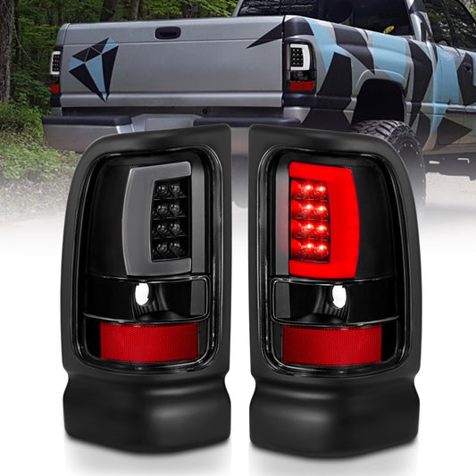 ANZO 1994-2001 Dodge Ram 1500 LED Taillights Plank Style Black w/Clear Lens - Burkken Auto Parts