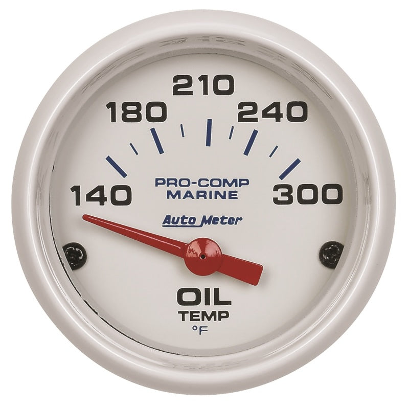 Autometer Marine White Ultra-Lite 2-1/16in Electric Oil Temperature Gauge 140-300 Deg F - Burkken Auto Parts