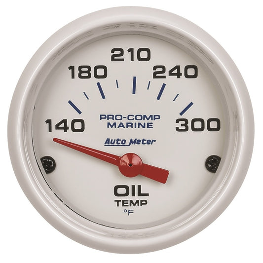 Autometer Marine White Ultra-Lite 2-1/16in Electric Oil Temperature Gauge 140-300 Deg F - Burkken Auto Parts