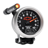 Autometer GM Red Bowtie Black 3-3/4in 0-10000 RPM Pedestal Mount Tachometer Quick-Lite - Burkken Auto Parts