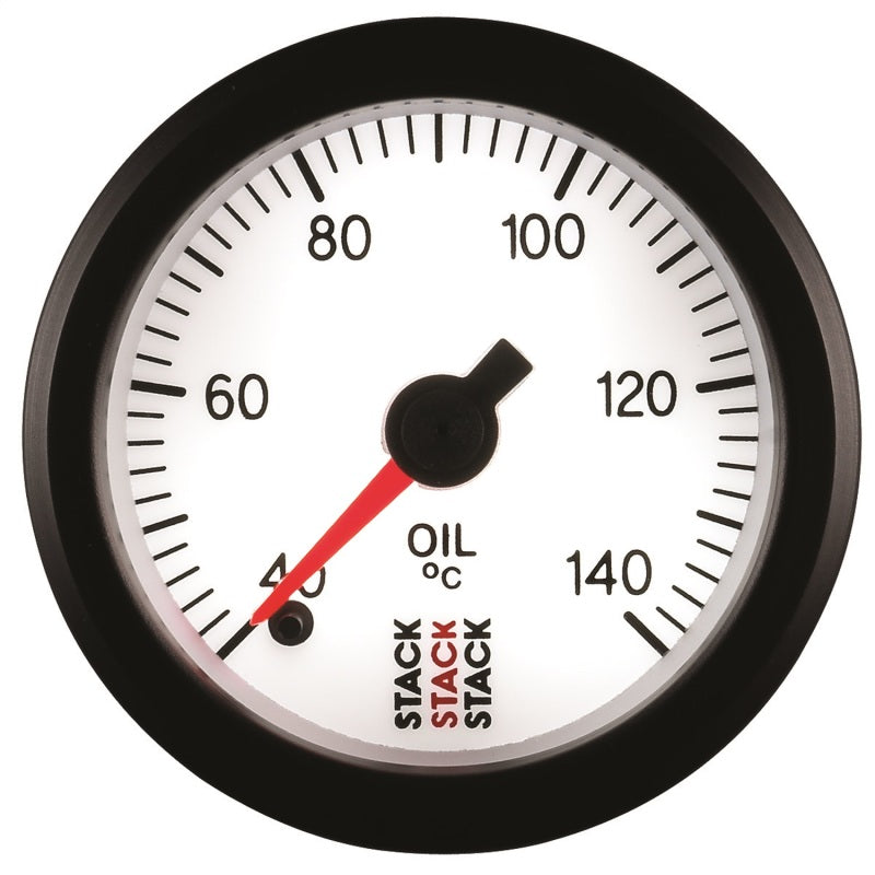 Autometer Stack 52mm 40-140 Deg C 1/8in NPTF Male Pro Stepper Motor Oil Temp Gauge - White - Burkken Auto Parts