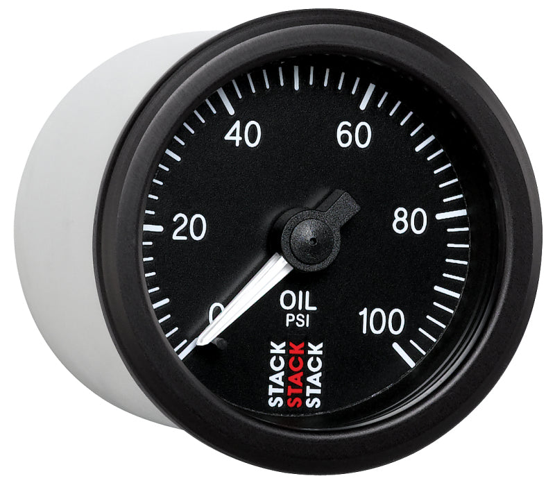 Autometer Stack 52mm 0-100 PSI 1/8in NPTF (M) Mechanical Oil Pressure Gauge - Black - Burkken Auto Parts