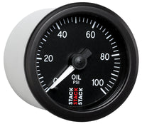 Autometer Stack 52mm 0-100 PSI 1/8in NPTF (M) Mechanical Oil Pressure Gauge - Black - Burkken Auto Parts