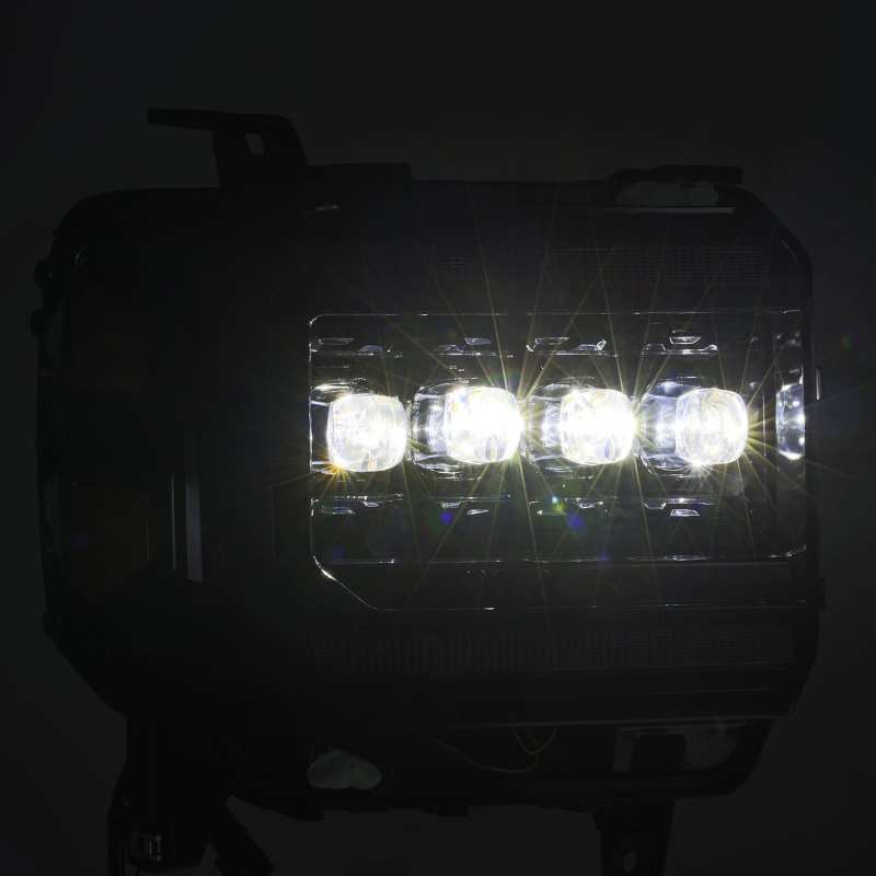 AlphaRex 14-18 GMC Sierra NOVA LED Proj Headlights Plnk Style Alpha Blk w/Activ Light/Seq Signal/DRL - Burkken Auto Parts