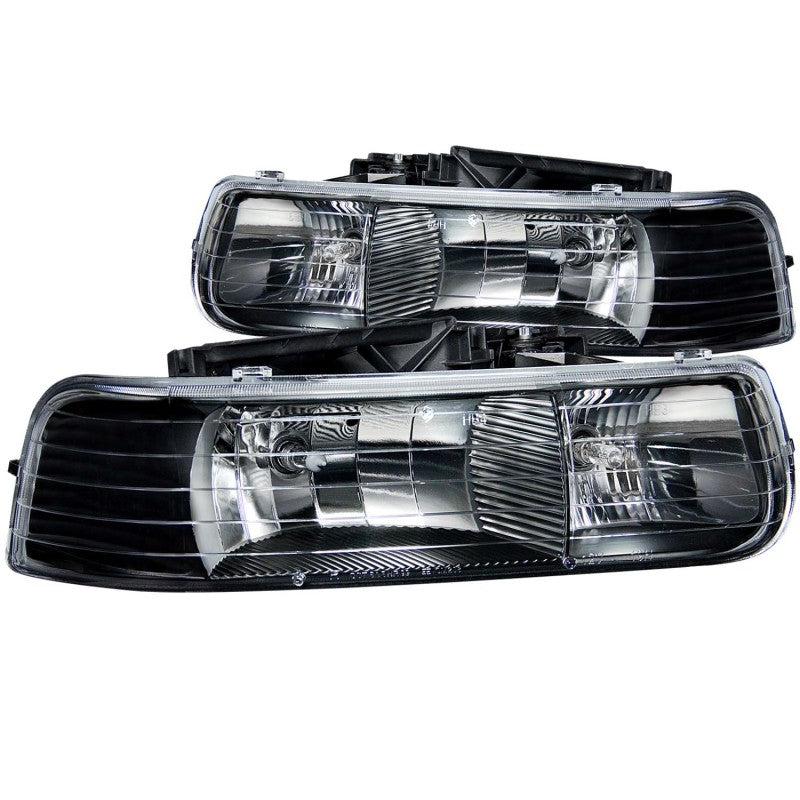 ANZO 1999-2002 Chevrolet Silverado 1500 Crystal Headlights Black - Burkken Auto Parts