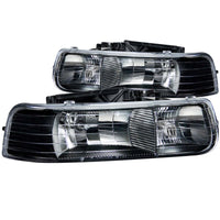 ANZO 1999-2002 Chevrolet Silverado 1500 Crystal Headlights Black - Burkken Auto Parts