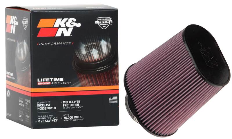 K&N Universal Tapered Filter 4-1/2in Flange, 6-1/4in x 9-1/4in Base, 7in x 4.5in Top, 10in Height - Burkken Auto Parts