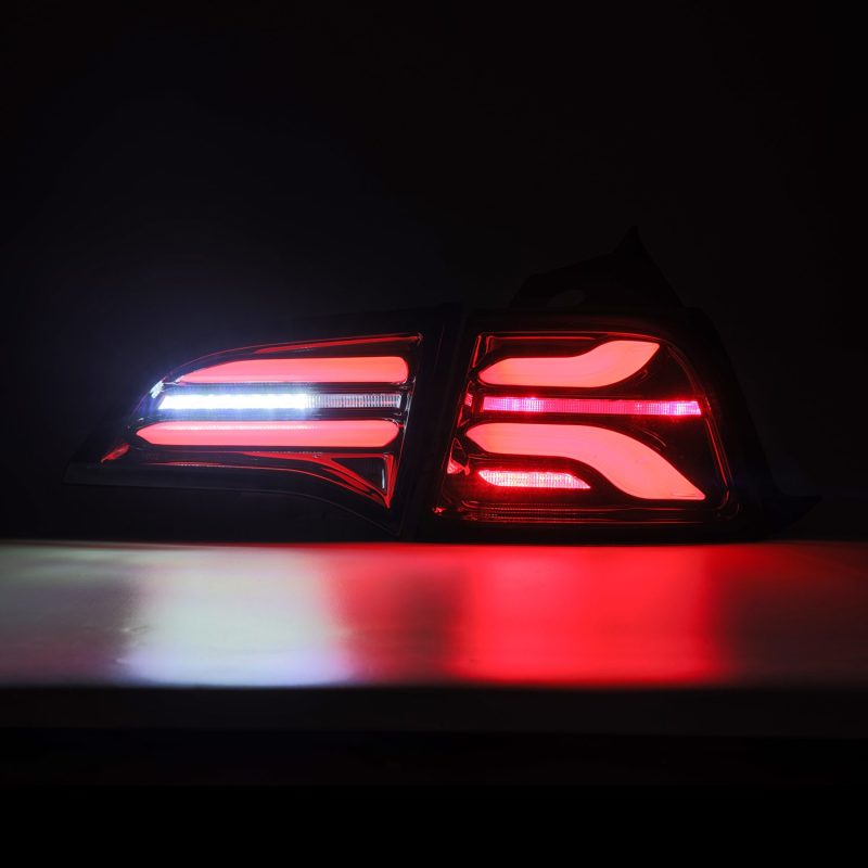 AlphaRex 17-22 Tesla Model 3 PRO-Series LED Tail Lights Jet Black w/Seq Sig - Burkken Auto Parts