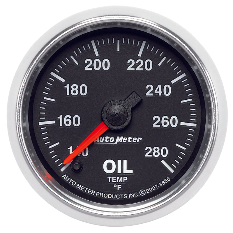 Autometer GS Series 2-1/16in Oil Temperature Gauge 140-280 Degrees Electric Full Sweep - Burkken Auto Parts