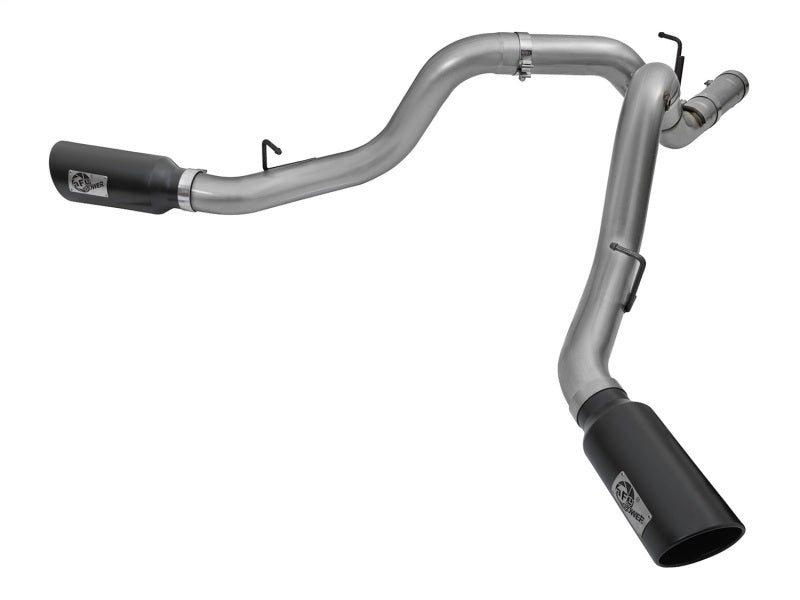 aFe LARGE Bore HD 4in Dual DPF-Back SS Exhaust w/Black Tip 16-17 GM Diesel Truck V8-6.6L (td) LML - Burkken Auto Parts
