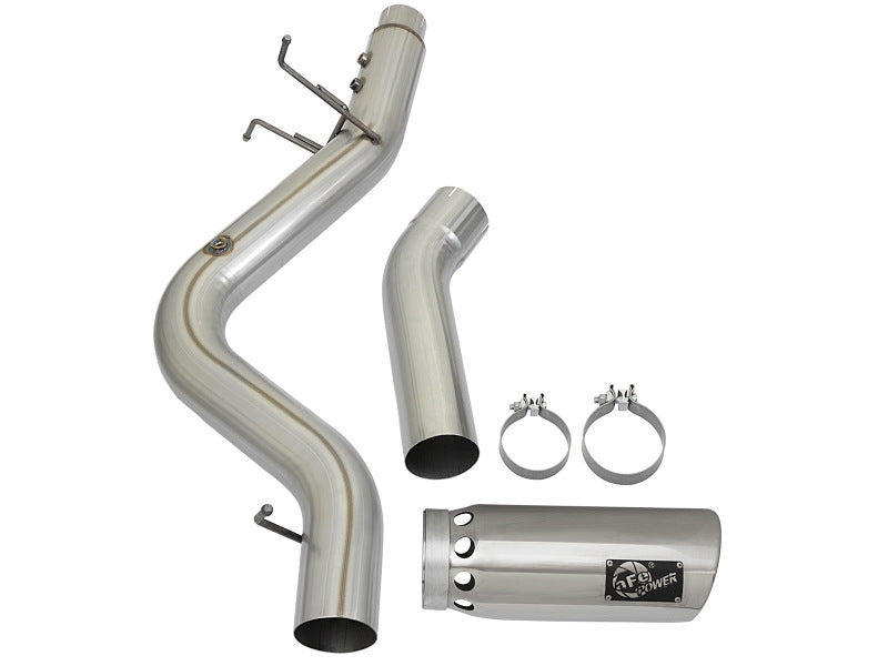 aFe LARGE BORE HD 5in 409-SS DPF-Back Exhaust w/Polished Tip 2017 GM Duramax V8-6.6L (td) L5P - Burkken Auto Parts