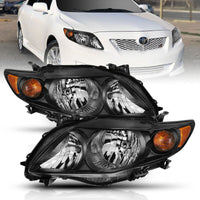 ANZO 2009-2010 Toyota Corolla Crystal Headlight Black Amber - Burkken Auto Parts