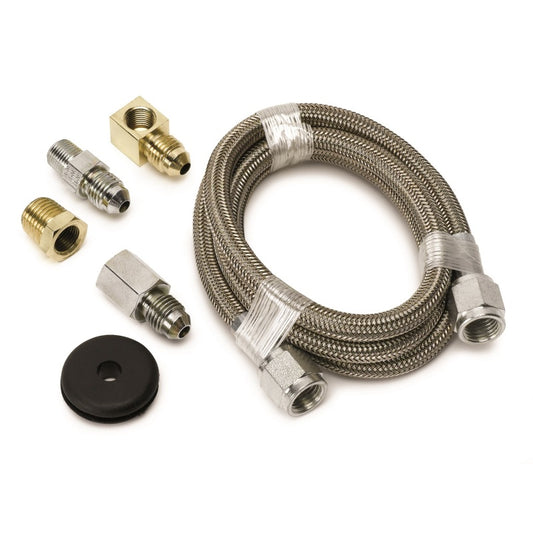 Autometer #4 Braided SS Line (-4AN) 3ft 1/8in NPT Fittings - Burkken Auto Parts